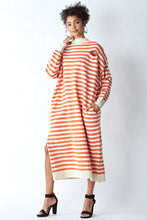 Load image into Gallery viewer, Orange and White Oversized Knit Dress

