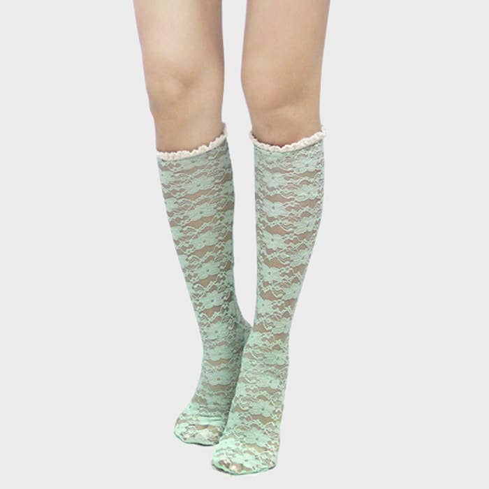 Lace Flower Knee Highs