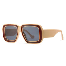 Load image into Gallery viewer, Nicolette Retro Sunglasses: Sand &amp; Maroon
