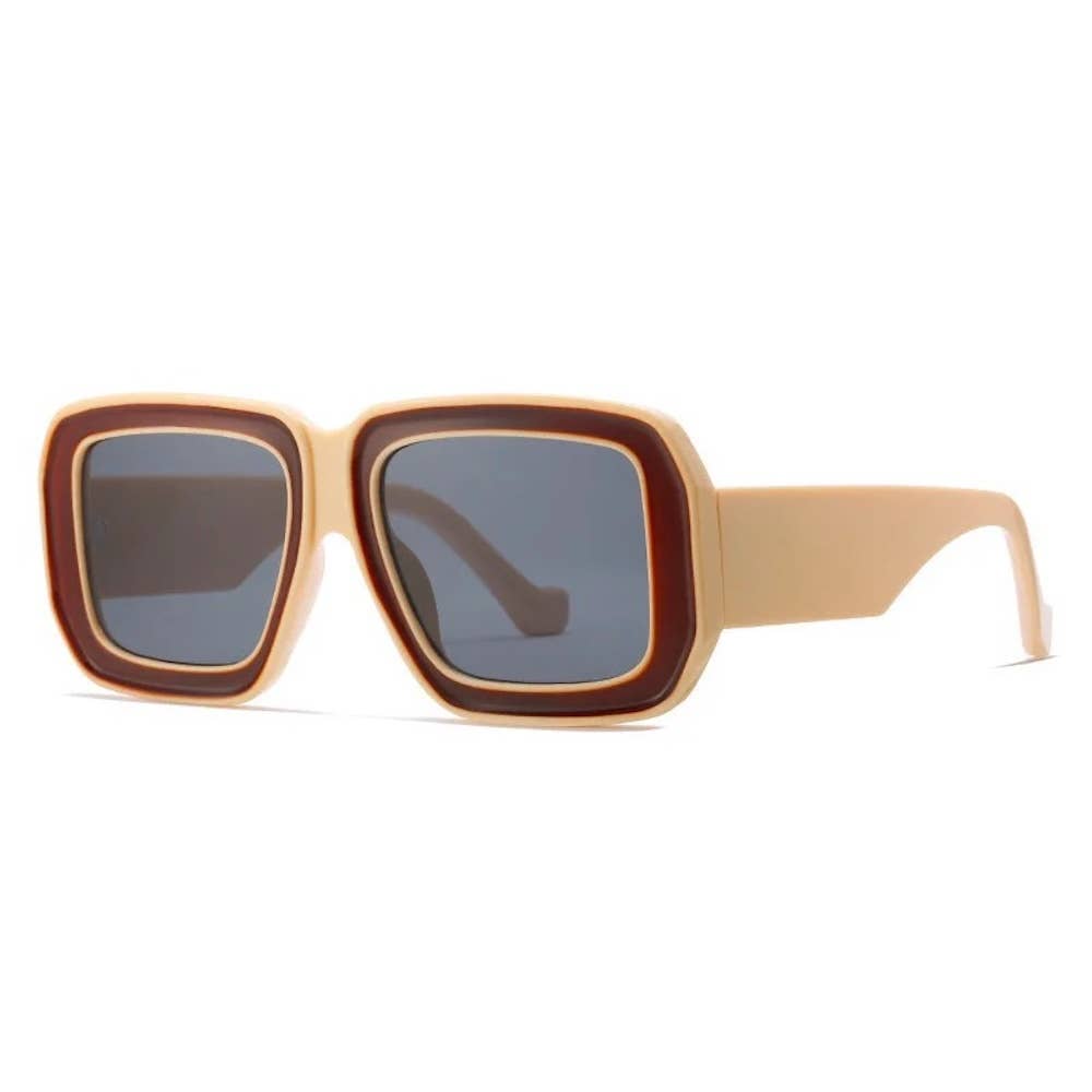 Nicolette Retro Sunglasses: Sand & Maroon