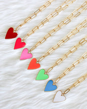 Load image into Gallery viewer, Orange Heart Paperclip Necklace
