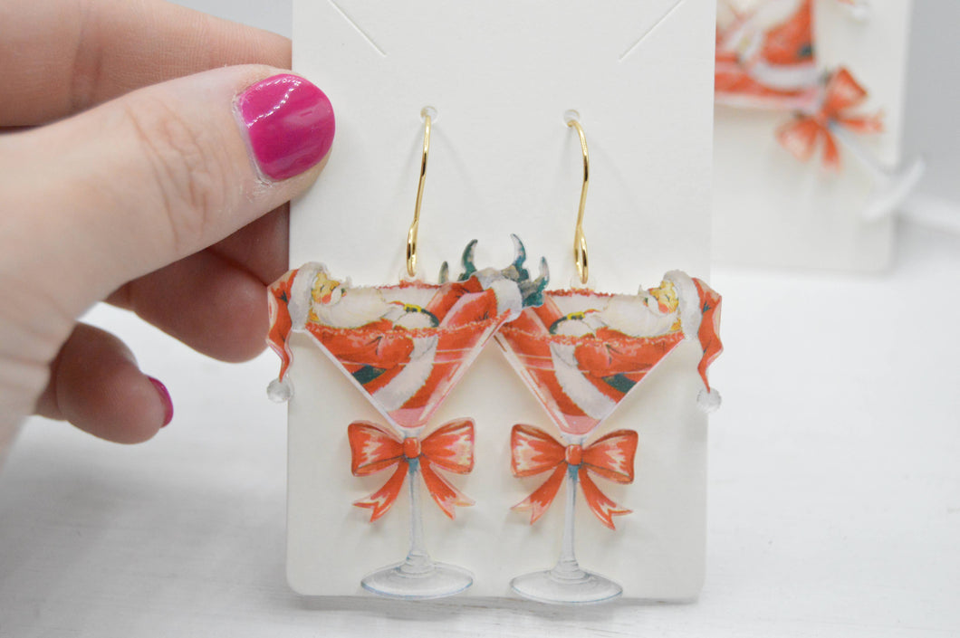 Martini Santa Earrings