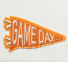 Load image into Gallery viewer, Trucker hat patches 3” orange game day flag patch iron on
