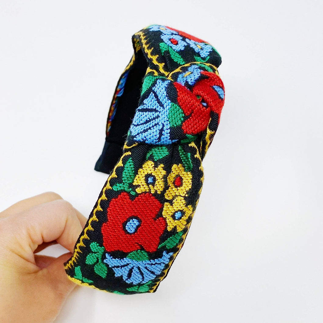 Red Floral Topknot Headband