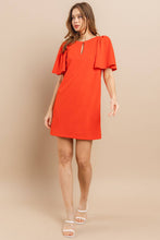 Load image into Gallery viewer, Plus_Solid Front Hole Ruffle Sleeve Mini Dress / PDU52260SA: TANGERINE / 1XL-2XL-3XL (3-2-1)
