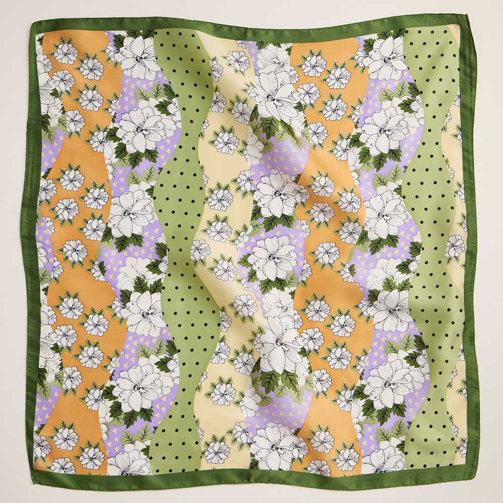Floral Patchwork Silky Scarf