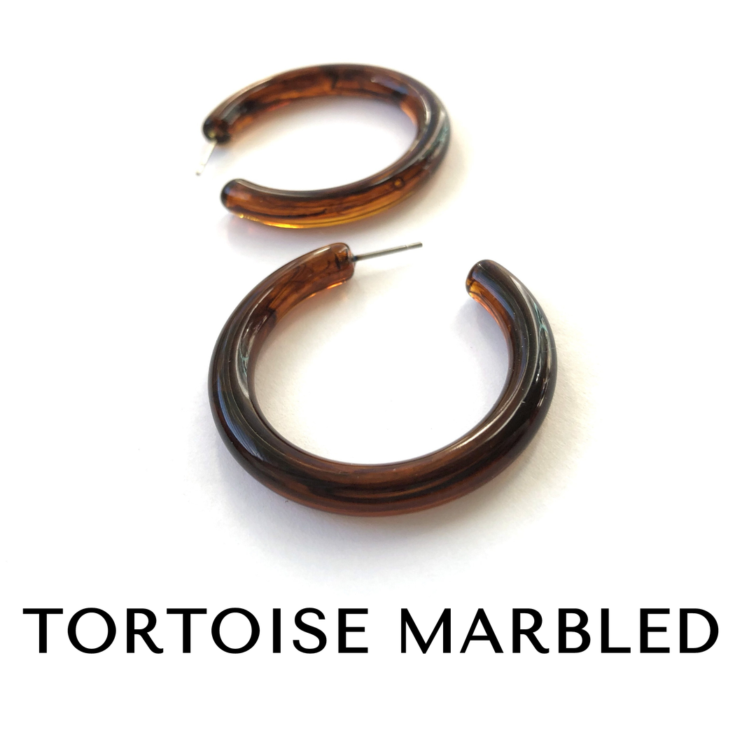 Large Hoops: Tortoise Marbled