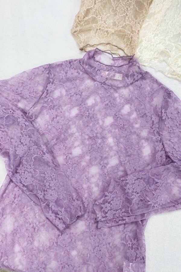 Lavender Floral Lace Top