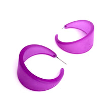 Load image into Gallery viewer, Violet Frosted Lucite Bettie Hoop Earrings
