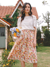 Load image into Gallery viewer, Pastel Pink Floral Midi Skirt
