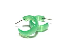 Load image into Gallery viewer, Persian Green Stripe Raw Moonglow Small Simple Hoop Earrings
