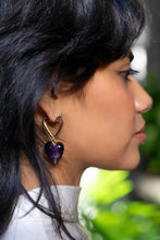 Load image into Gallery viewer, Purple Heart Earrings
