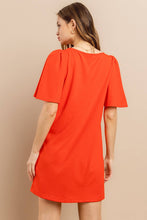 Load image into Gallery viewer, Plus_Solid Front Hole Ruffle Sleeve Mini Dress / PDU52260SA: TANGERINE / 1XL-2XL-3XL (3-2-1)
