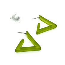 Load image into Gallery viewer, Triangle Hoops: Olive Green
