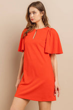 Load image into Gallery viewer, Plus_Solid Front Hole Ruffle Sleeve Mini Dress / PDU52260SA: TANGERINE / 1XL-2XL-3XL (3-2-1)
