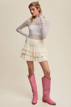 Load image into Gallery viewer, Semi Sheer Textured Lace Long-Sleeve Layering Top LT1424: Black / S
