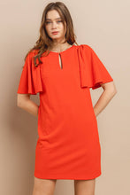 Load image into Gallery viewer, Plus_Solid Front Hole Ruffle Sleeve Mini Dress / PDU52260SA: TANGERINE / 1XL-2XL-3XL (3-2-1)
