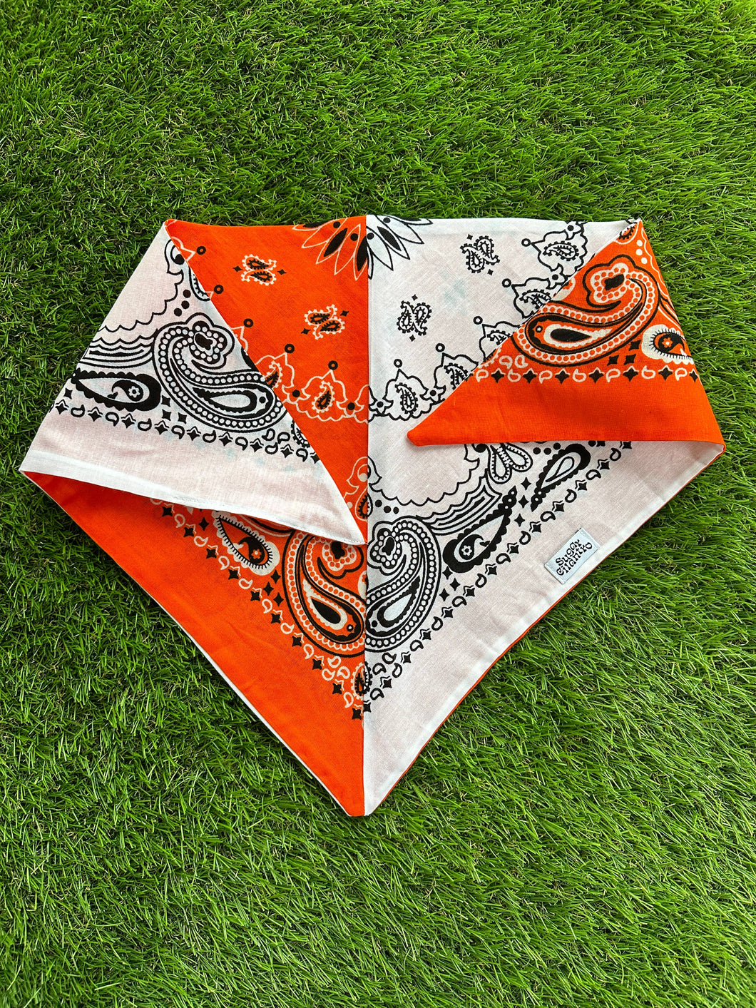 Orange and White Colorblocked Bandana