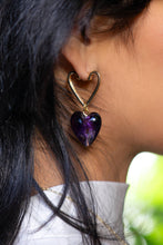 Load image into Gallery viewer, Purple Heart Earrings
