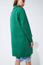 Load image into Gallery viewer, Oversized collar maxi cardigan in green: One Size / Green
