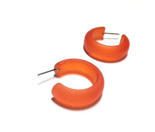 Orange Frosted Small Simple Hoop Earrings