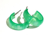 Load image into Gallery viewer, Persian Green Stripe Raw Moonglow Small Simple Hoop Earrings
