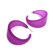 Load image into Gallery viewer, Violet Frosted Lucite Bettie Hoop Earrings
