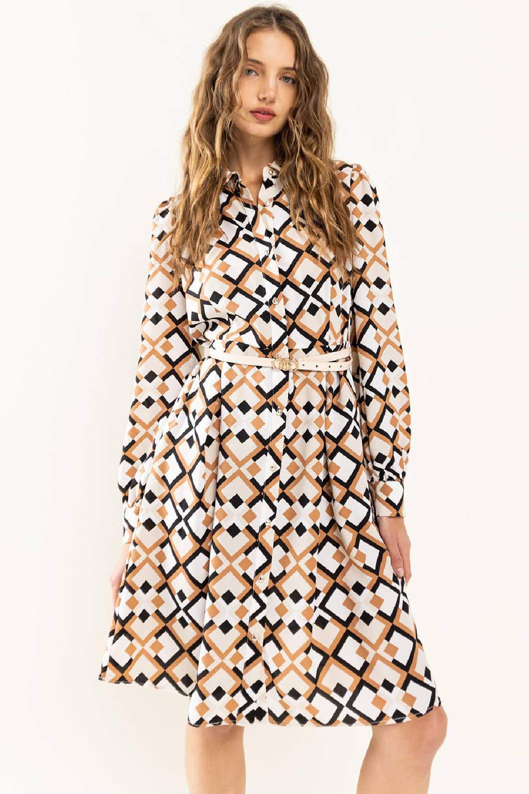 Taupe Geo Shirt Dress