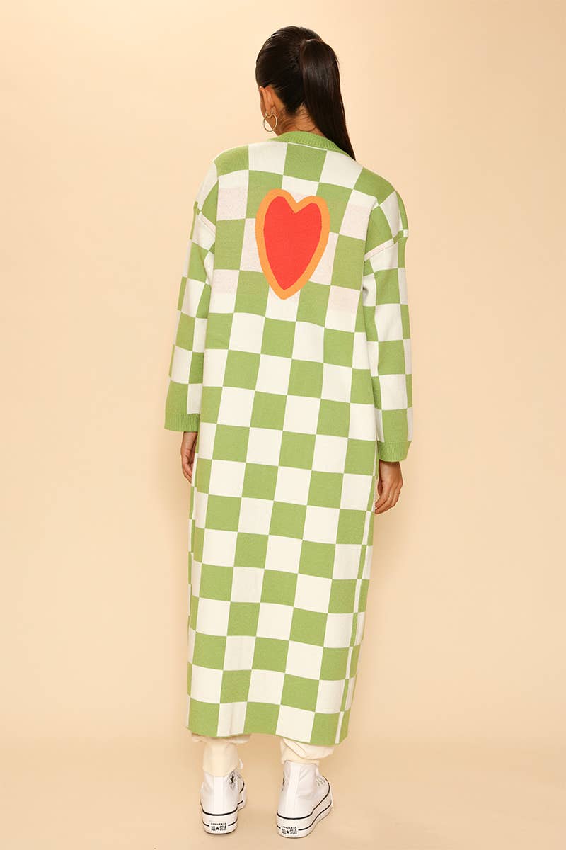 Checkered Heart Cardigan