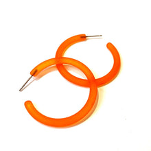 Load image into Gallery viewer, Orange Frosted Jelly Hoop Earrings - 1.5&quot;
